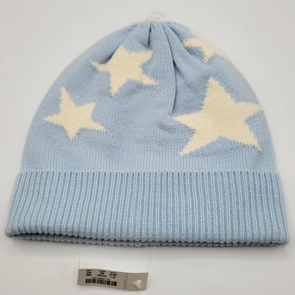Crewcuts Blue with white star beanie hat cap L / XL age 8 -14